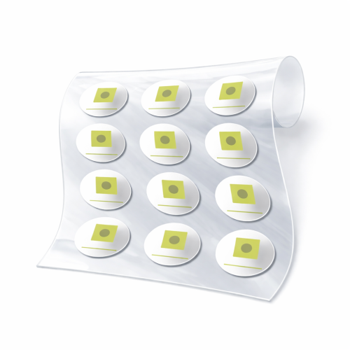 Kulaté samolepky na transparentní fólii