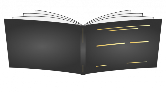 Pevná knižní vazba A3 - na šířku - Barva desek: Černá, Barva potisku: Zlatá