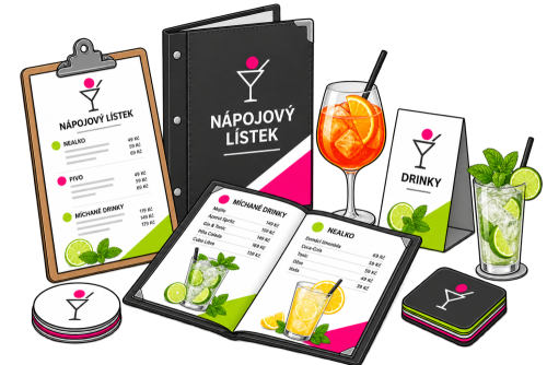 Nápojové lístky pro restaurace, bary a kavárny